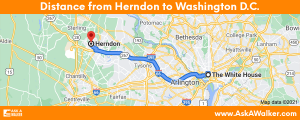 Distance from Herndon to Washington D.C.