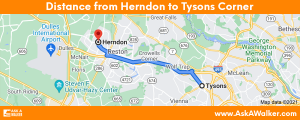Distance from Herndon to Tysons Corner