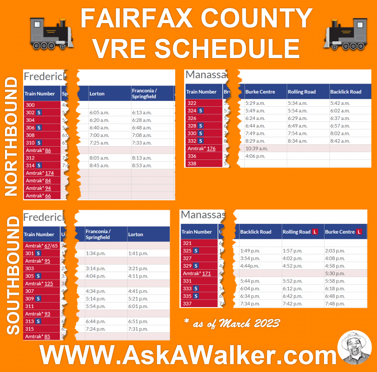 Fairfax County VRE Schedule March 2023 Ask A Walker