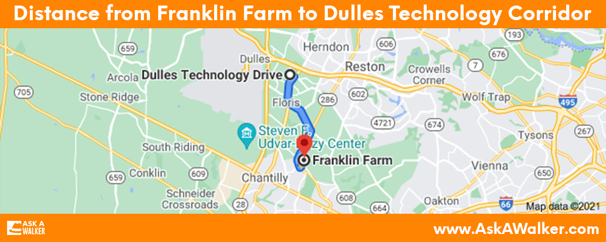 Distance from Franklin Farm to Dulles Technology Corridor