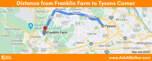 Distance from Franklin Farm to Tysons Corner