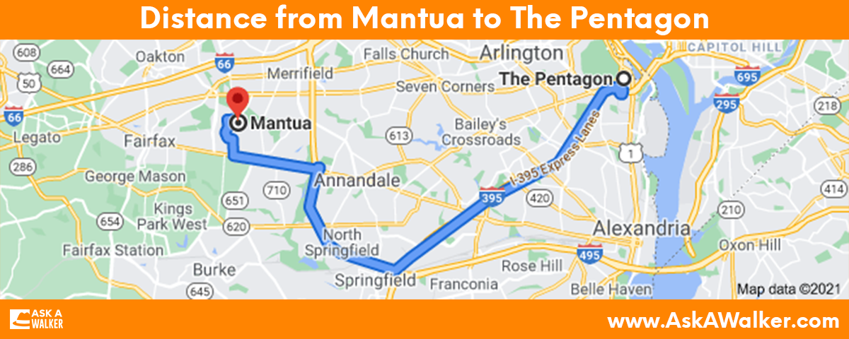 Distance from Mantua to The Pentagon