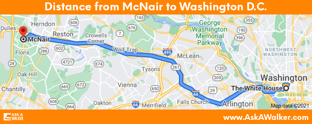 Distance from McNair to Washington D.C.