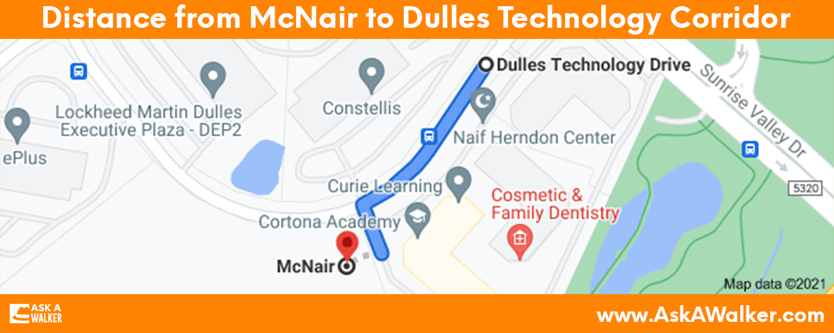 Distance from McNair to Dulles Technology Corridor