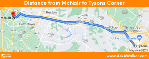 Distance from McNair to Tysons Corner