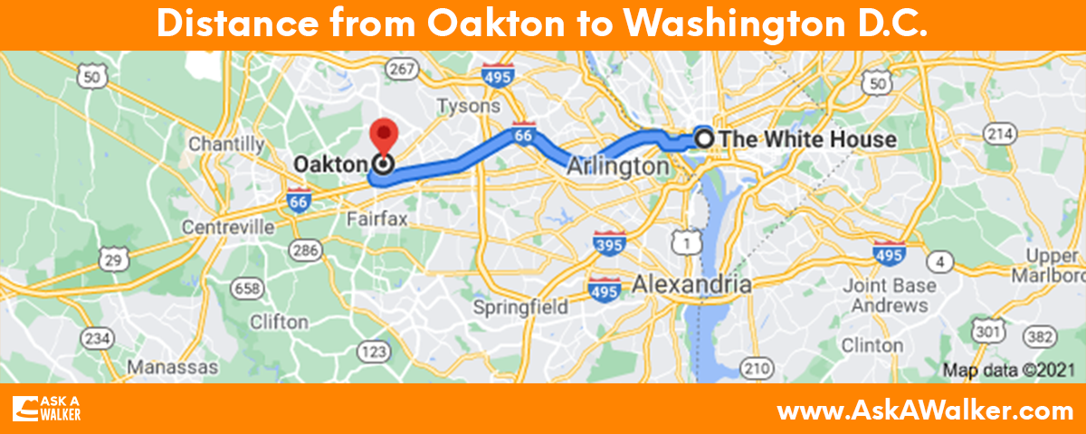 Distance from Oakton to Washington D.C.