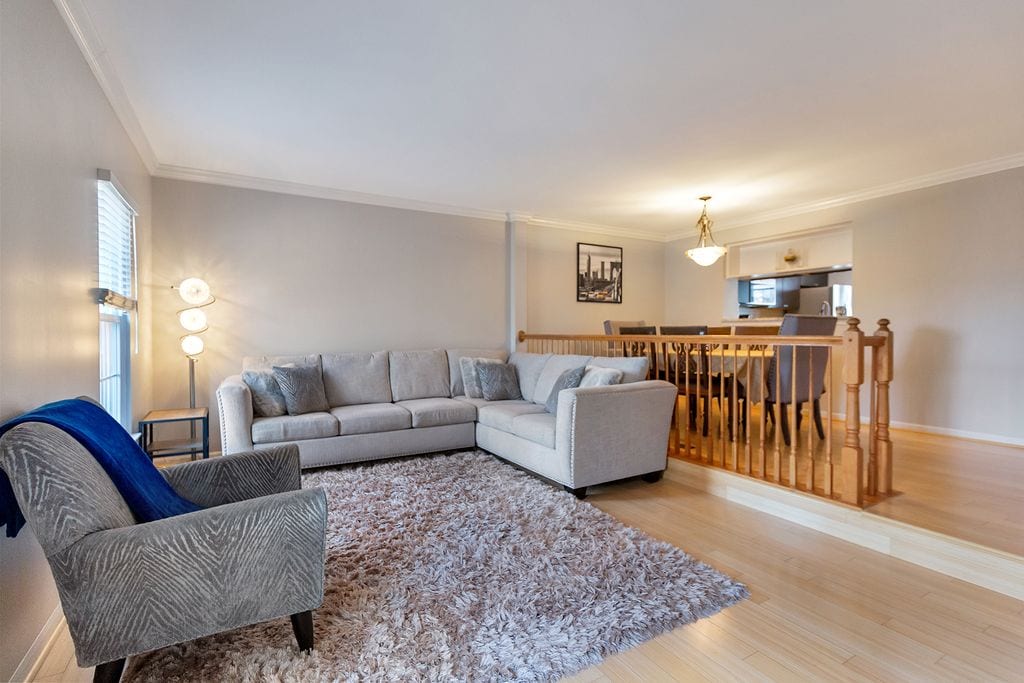 Open living and dining area at 6431 Castlefin Way in Kingstowne, Alexandria