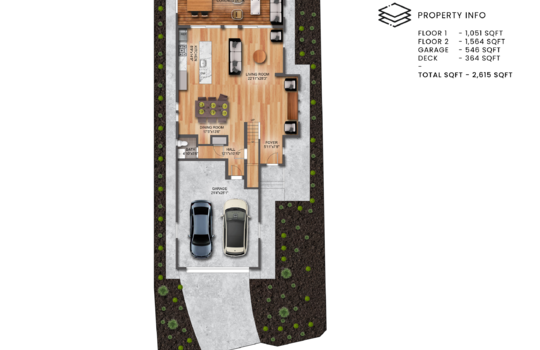 3745 Cross Creek Rd &#8211; Branded 2D Illustrated Floor Plan (First Floor) V2