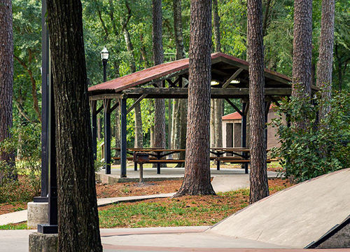 outdoor pavilion at a public park in Conroe, TX