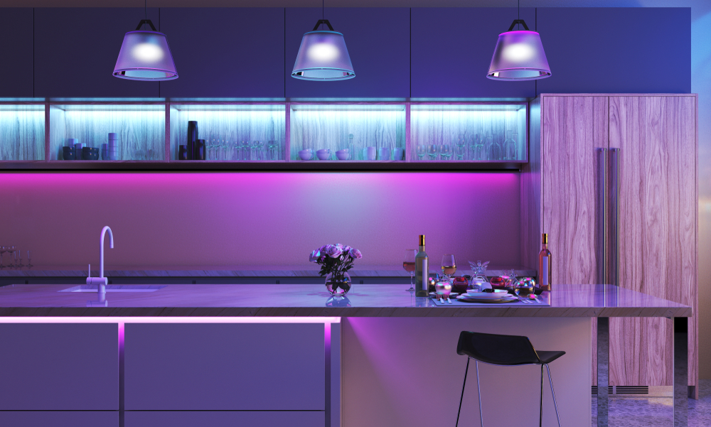 Purple Euro Mod Kitchen with Neon Lighting