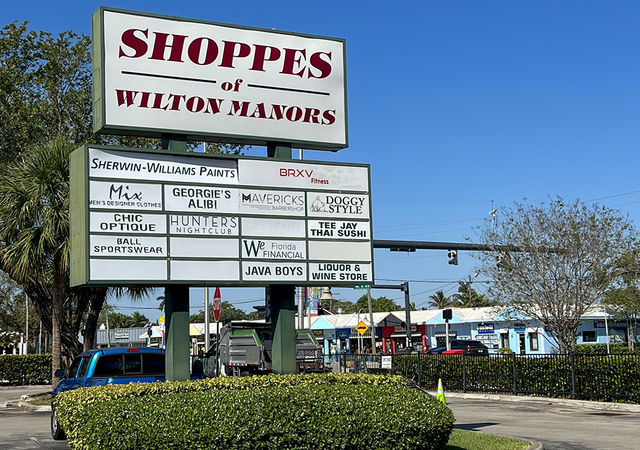 Shoppes of Wilton Manors Signage in Parking Lot