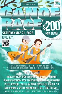 Canoe Race Flyer Sat May 21 $200 per team