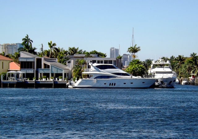 Million Dollar White Yachts on Fort Lauderdale Intracoastal Waterway