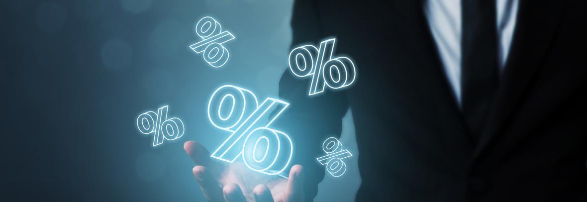 interest rate symbols floating in air