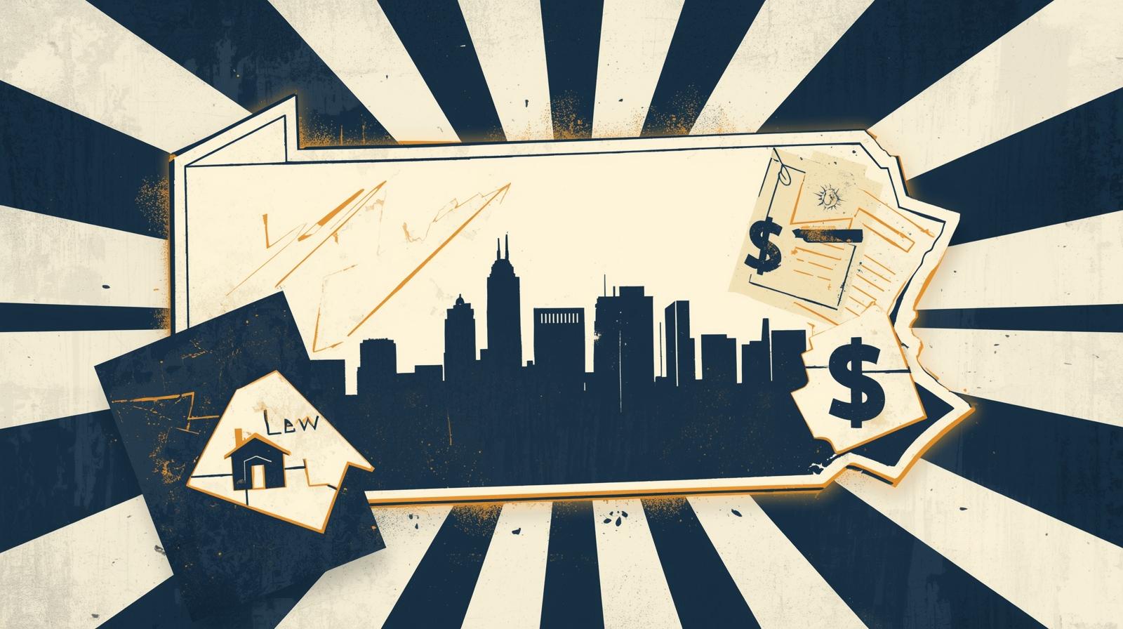 Design a bold, professional featured image for a real estate news article titled “Pennsylvania Property Tax Reform_ What Realtors Should Know About Senate Bill 929.”__Theme_ real estate, taxes, and leg