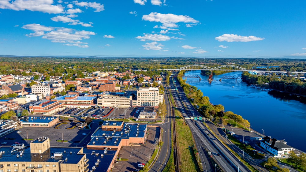 Middletown,,Ct,Aerial,Photo,Of,Route,9,,Arrogoni,Bridge,,And
