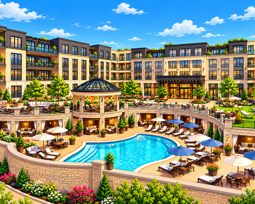 Sunny Luxury Resort Pool Courtyard