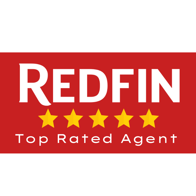 Redfin 5 Star Rated Agent Avalon Group St Petersburg FL Aaron Hunt.  Red background with yellow stars.