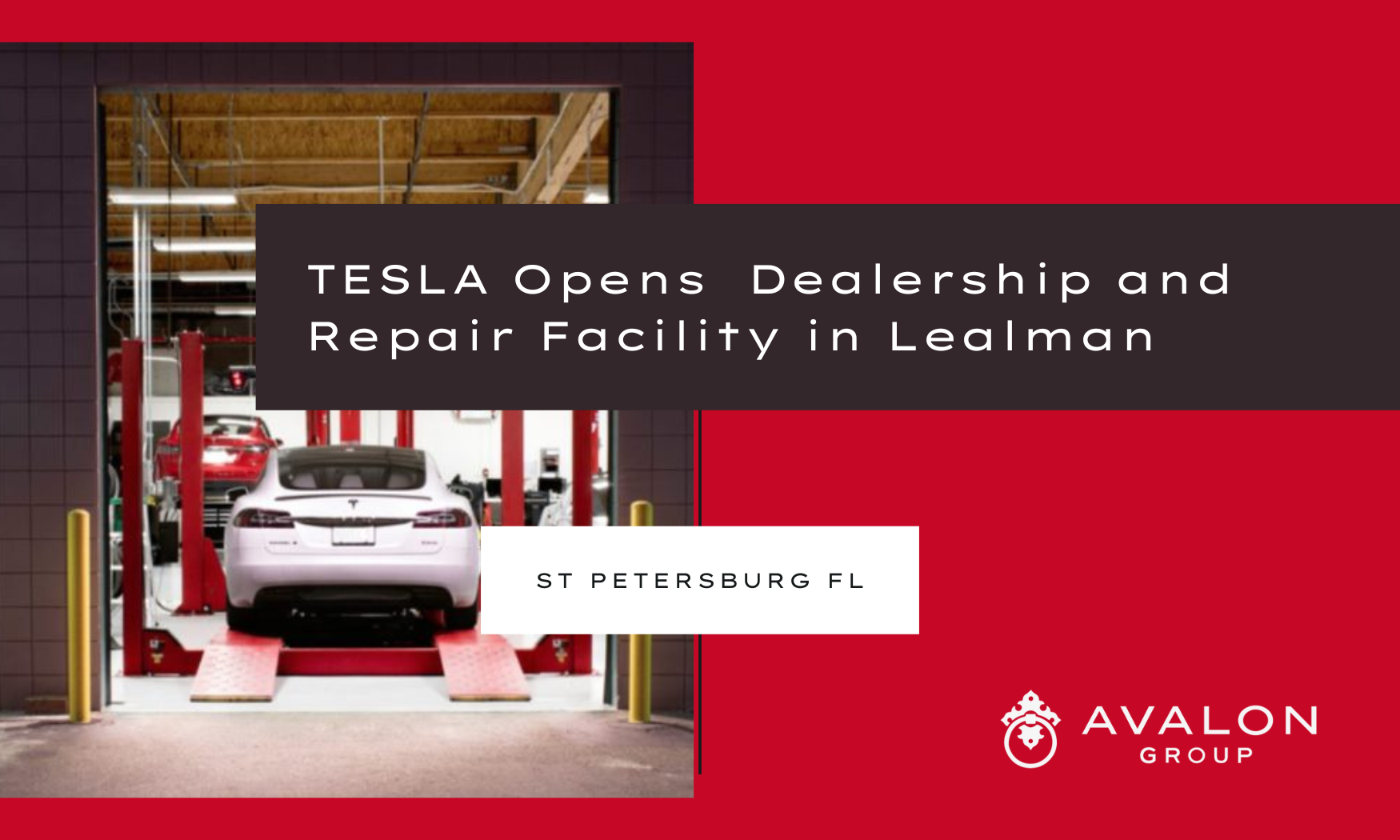 Tesla Motors St Petersburg cover picture shows a Tesla being repaired in a garage.
