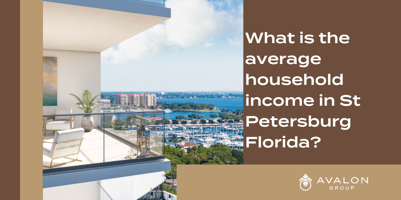 What is the average household income in St Petersburg Florida? Cover picture shows a condo balcony overlooking the marina of St Petersburg FL> It is a modern building.
