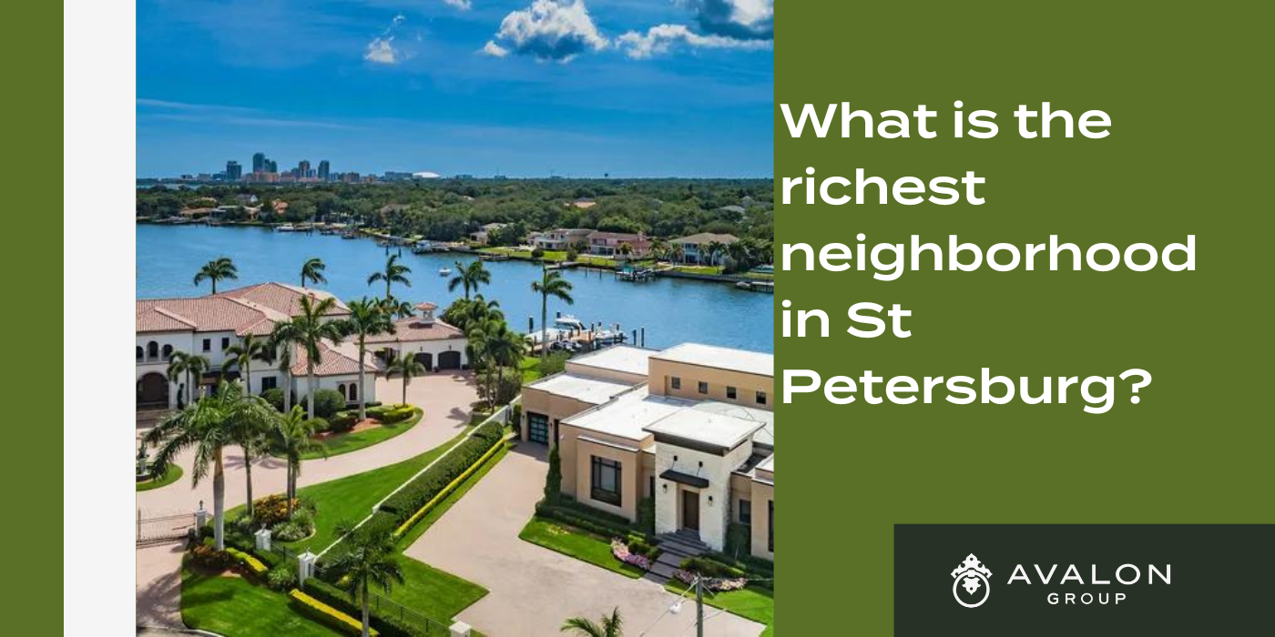 What is the richest neighborhood in St Petersburg? Cover pic shows two mansions on the water with green grass surrounding them.