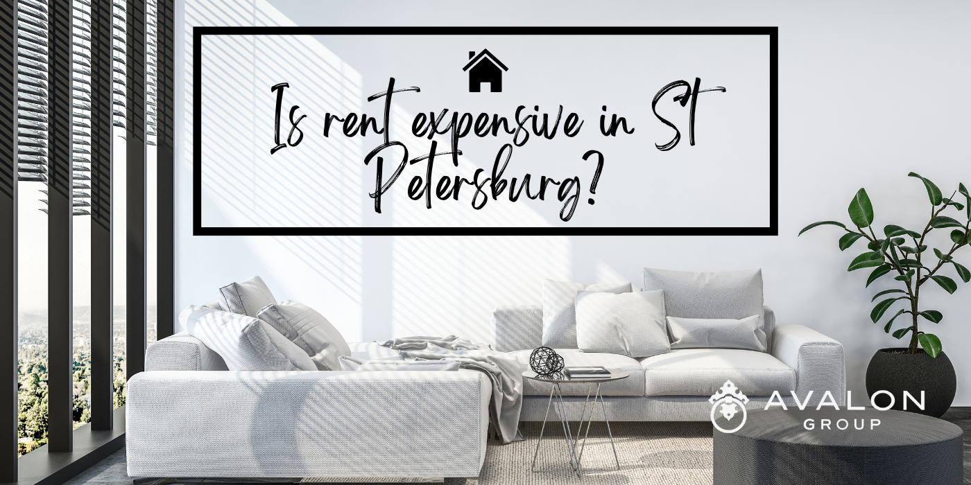 Is rent expensive in St Petersburg cover picture shows a living room sofa that is light gray and white walls.