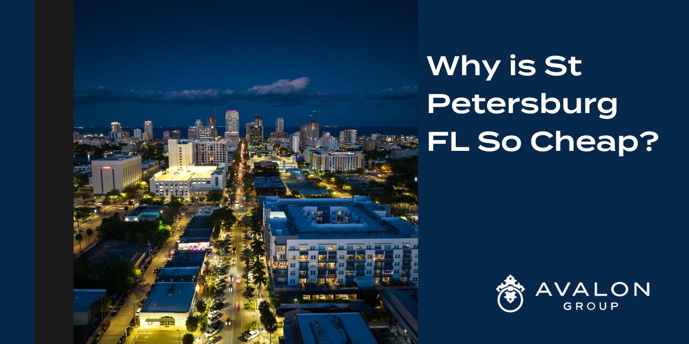 Why is St Petersburg FL So Cheap Cover Picture shows the downtown at night.