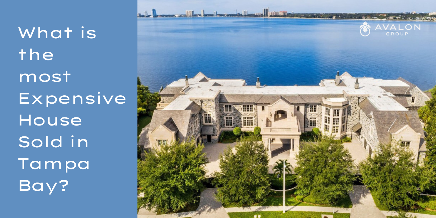 What is the most Expensive House Sold in Tampa Bay cover picture shows a stone colored mansion on the waterfront of Tampa Bay.