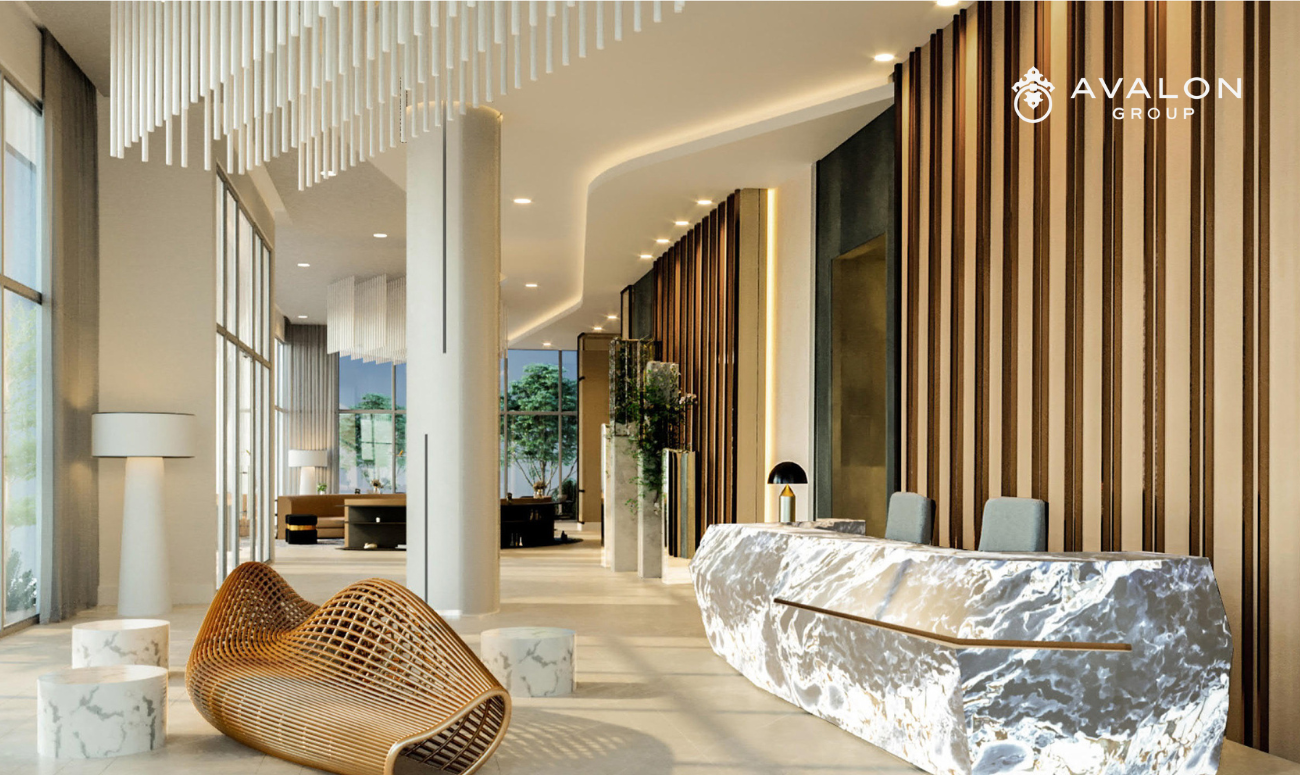 Art House Luxury Condos For Sale picture shows The Lobby is luxurious with Japandi design.