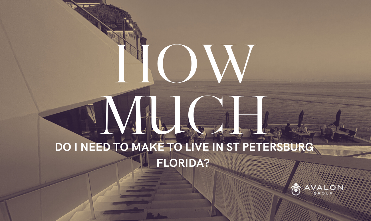 How Much do I Need to Make to Live in St Petersburg Florida cover pic shows title in white letters with a picture of the St Pete Pier in the background.