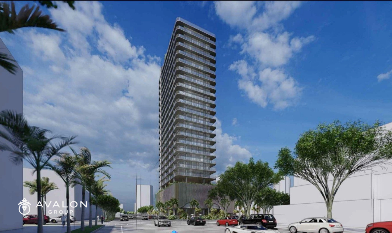 picture shows Rendering of how the building will look from the street. The building will be gray in color.