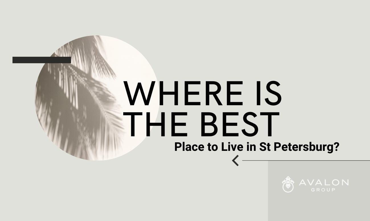 Where is the Best Place to Live in St Petersburg cover picture shows a palm frond shadow and the title of article is in black script.