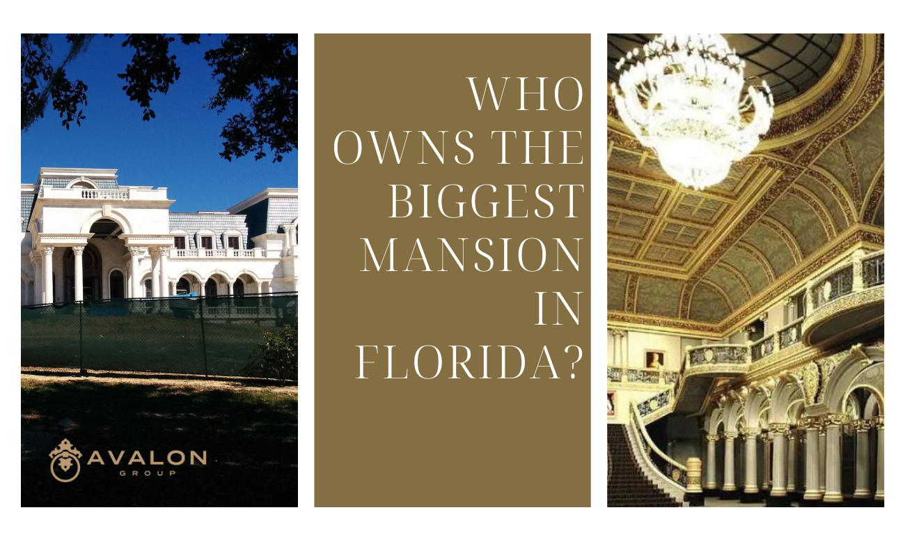 Who Owns the Biggest Mansion in Florida cover picture shows the outside of the home and the grand ballroom.