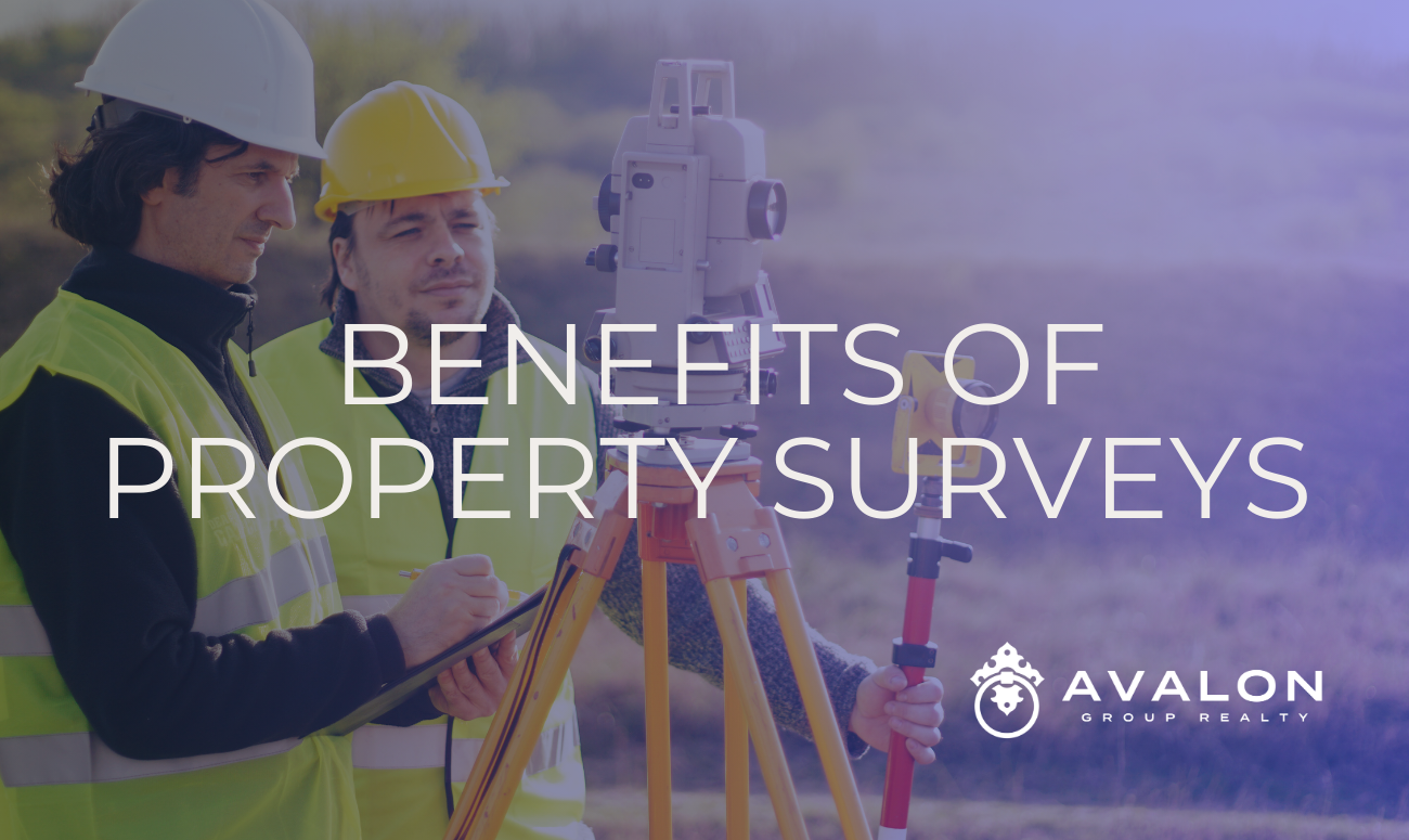 Benefits of Property Surveys cover picture shows a man and woman in yellow hats surveying.