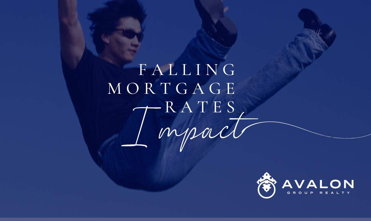 Falling Mortgage Rates Impact cover picture shows a man in sunglasses falling.