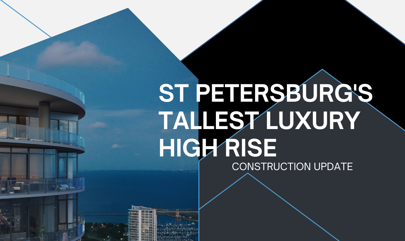 St Petersburg's Tallest Luxury High Rise cover picture shows a view of the top off the high rise and the title is written in white lettering.