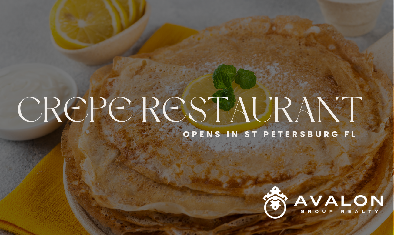 Crepe Restaurant Opens in St Petersburg FL cover picture shows a lemon and sugar crepe on a plate.