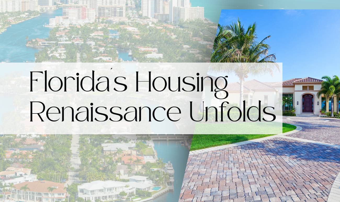 Florida's Housing Renaissance Unfolds cover picture shows a waterfront neighborhood in the background.