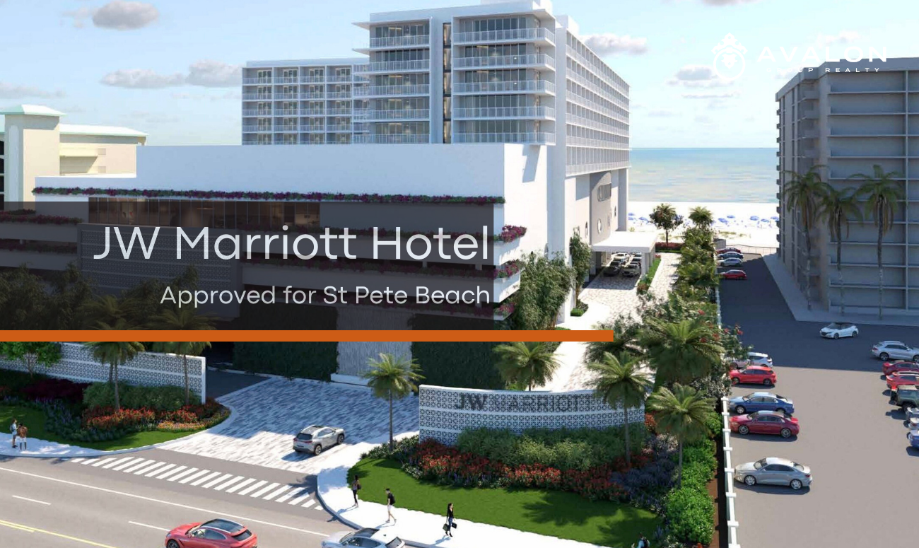 JW Marriott Hotel Approved for St Pete Beach cover picture shows a rendering of the new luxury modern hotel on the beach.