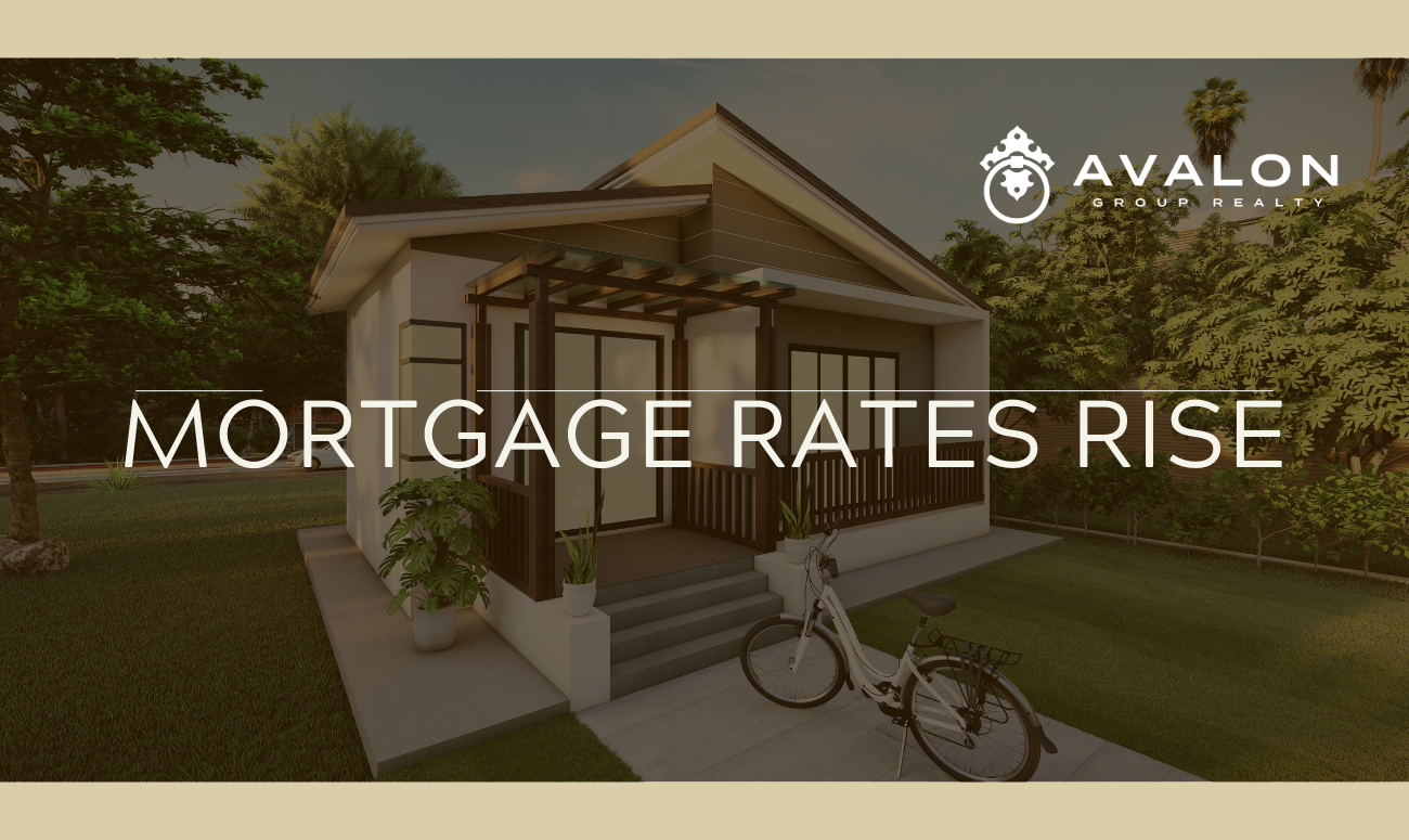 Mortgage Rates Rise cover picture show a small mid century modern home with a bicycle in front.