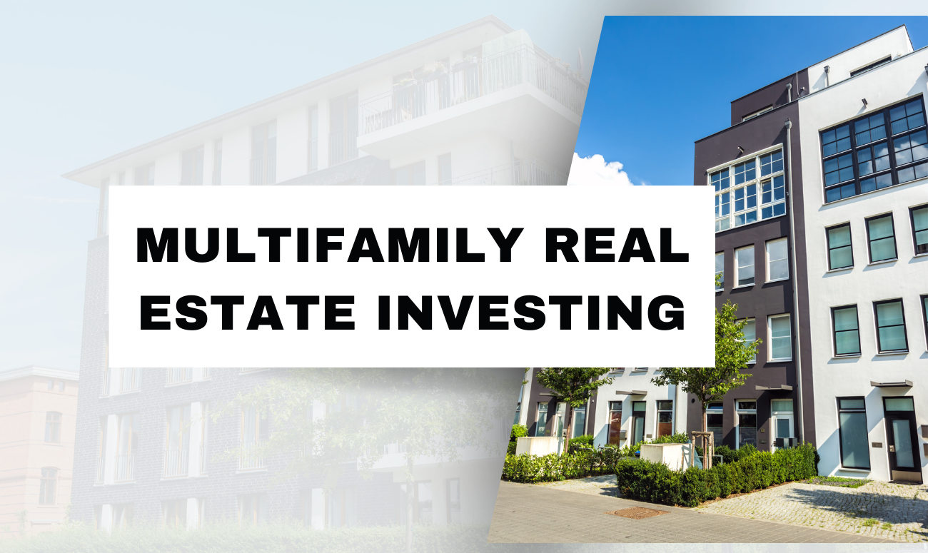 Multifamily Real Estate Investing cover picture shows apartment buildings in the background behind the title.