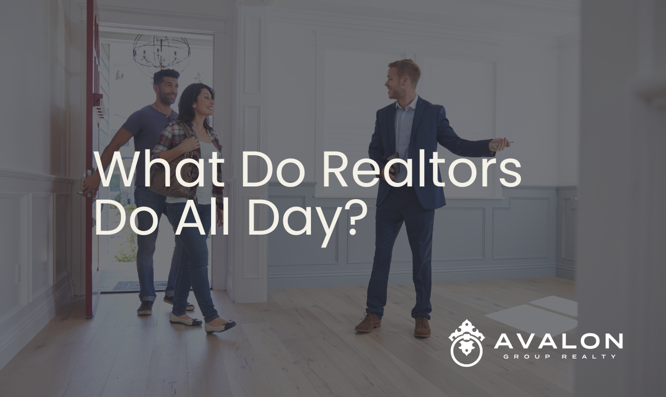 What Do Realtors Do All Day cover picture shows a realtor showing a home to a man and woman.