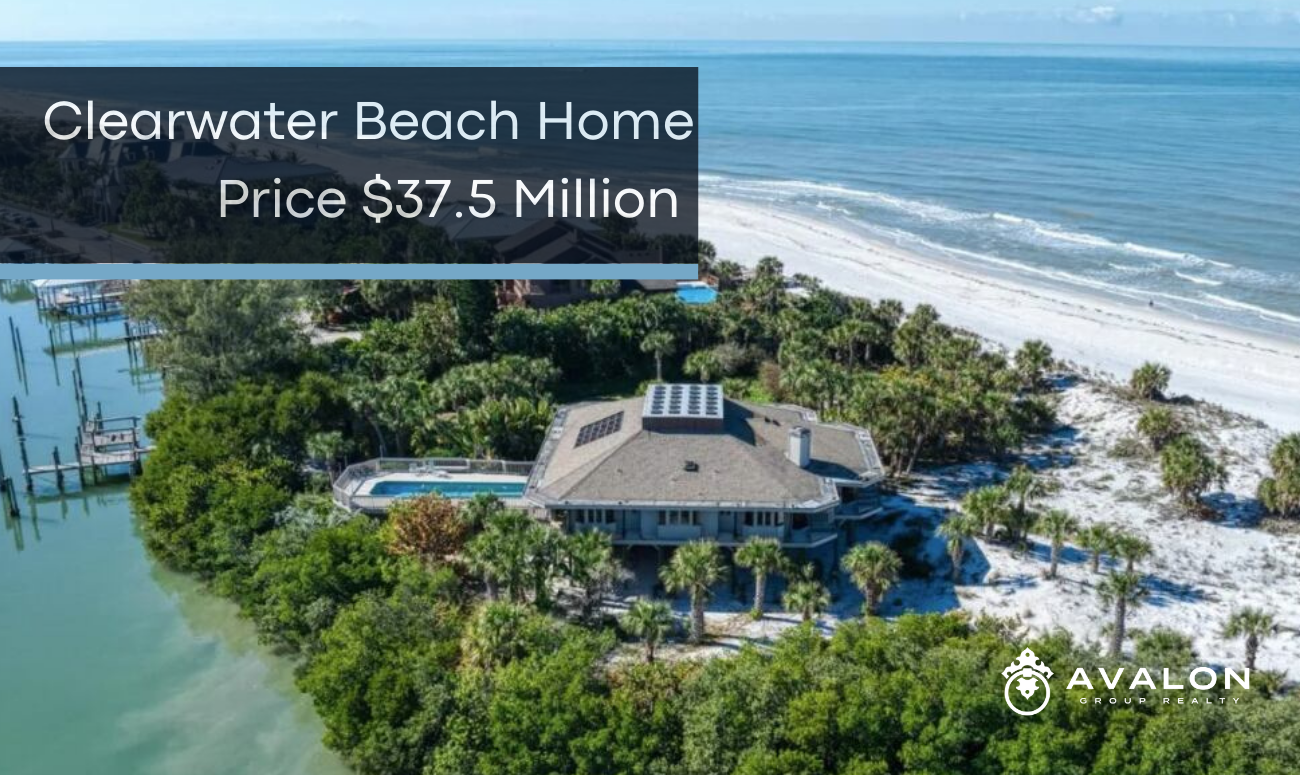 Clearwater Beach Home Price $37.5 million cover picture shows the home from the air from the north east perspective.