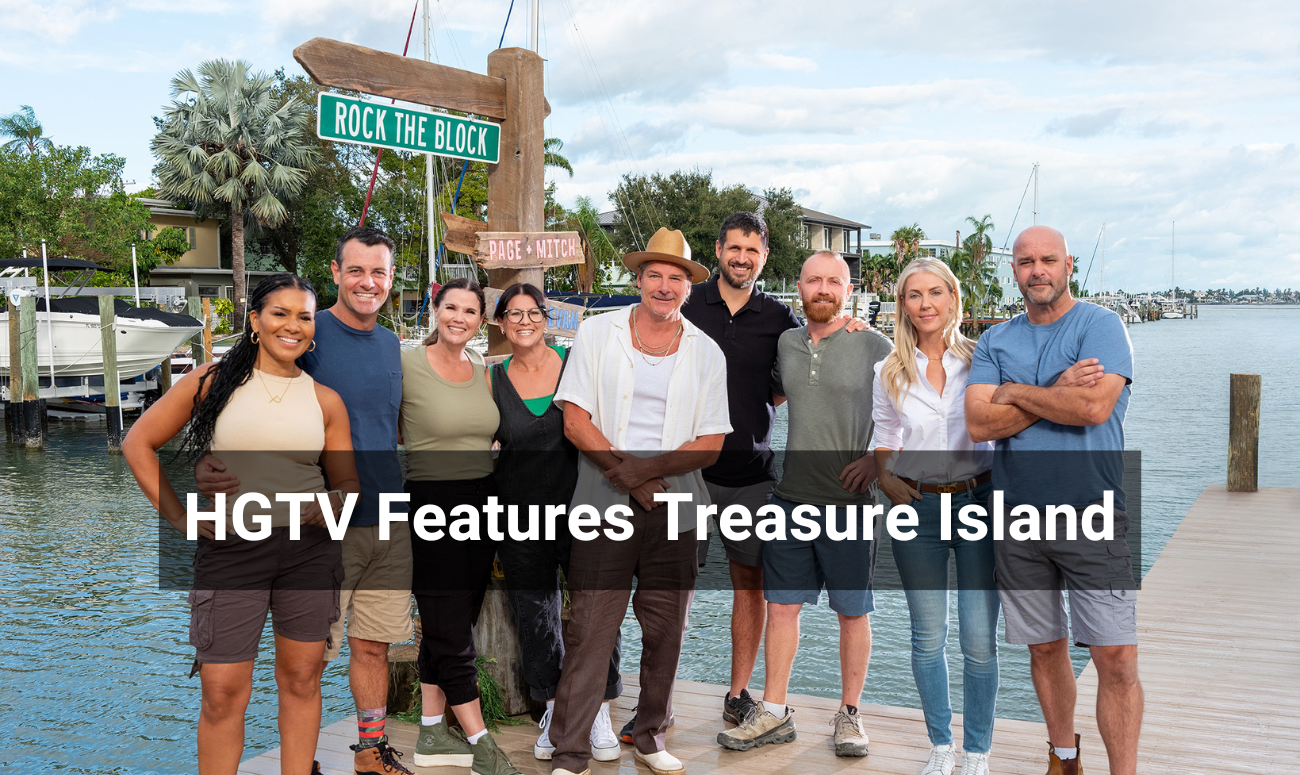 HGTV Features Treasure Island cover picture shows the stars of the show on a dock in Treasure Island FL
