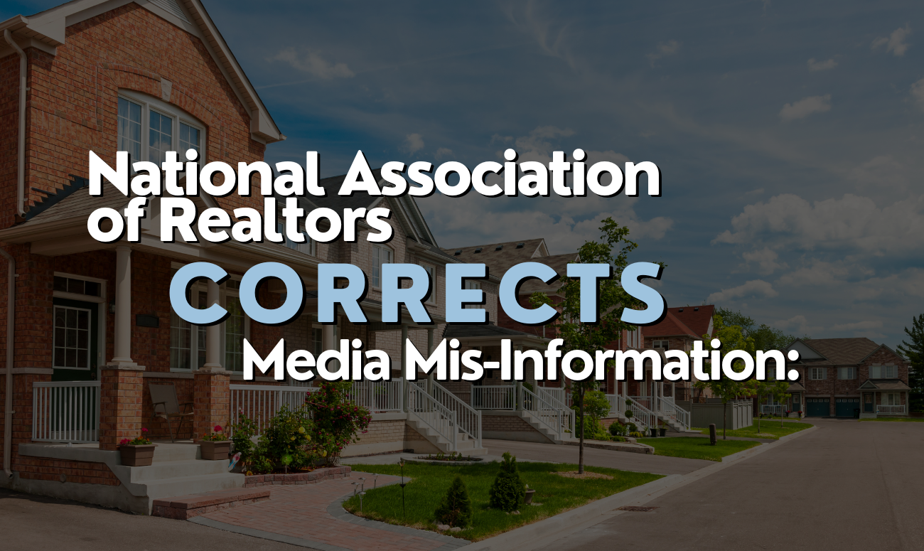 NAR Corrects Media Mis-Information   cover picture shows a street lined with brick homes.