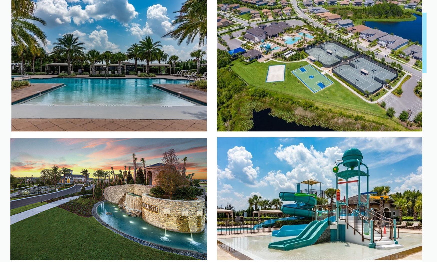 Pros of Living in a HOA Community picture shows the water slides, pools, tennis courts and entrance of the community.