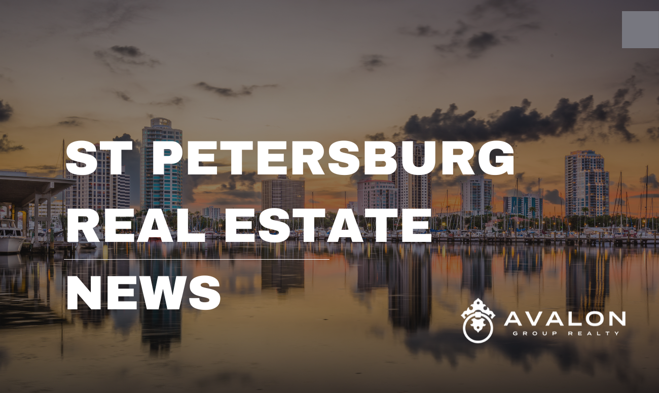 St Petersburg Real Estate News March 2024. Cover picture shows the St Petersburg Skyline at sunset.