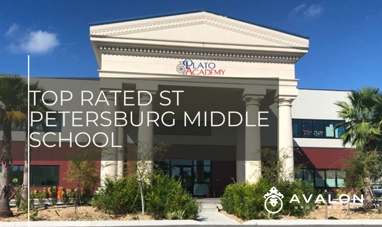 Top Rated St Petersburg Middle School cover shows the front of the Plato School in St Petersburg FL