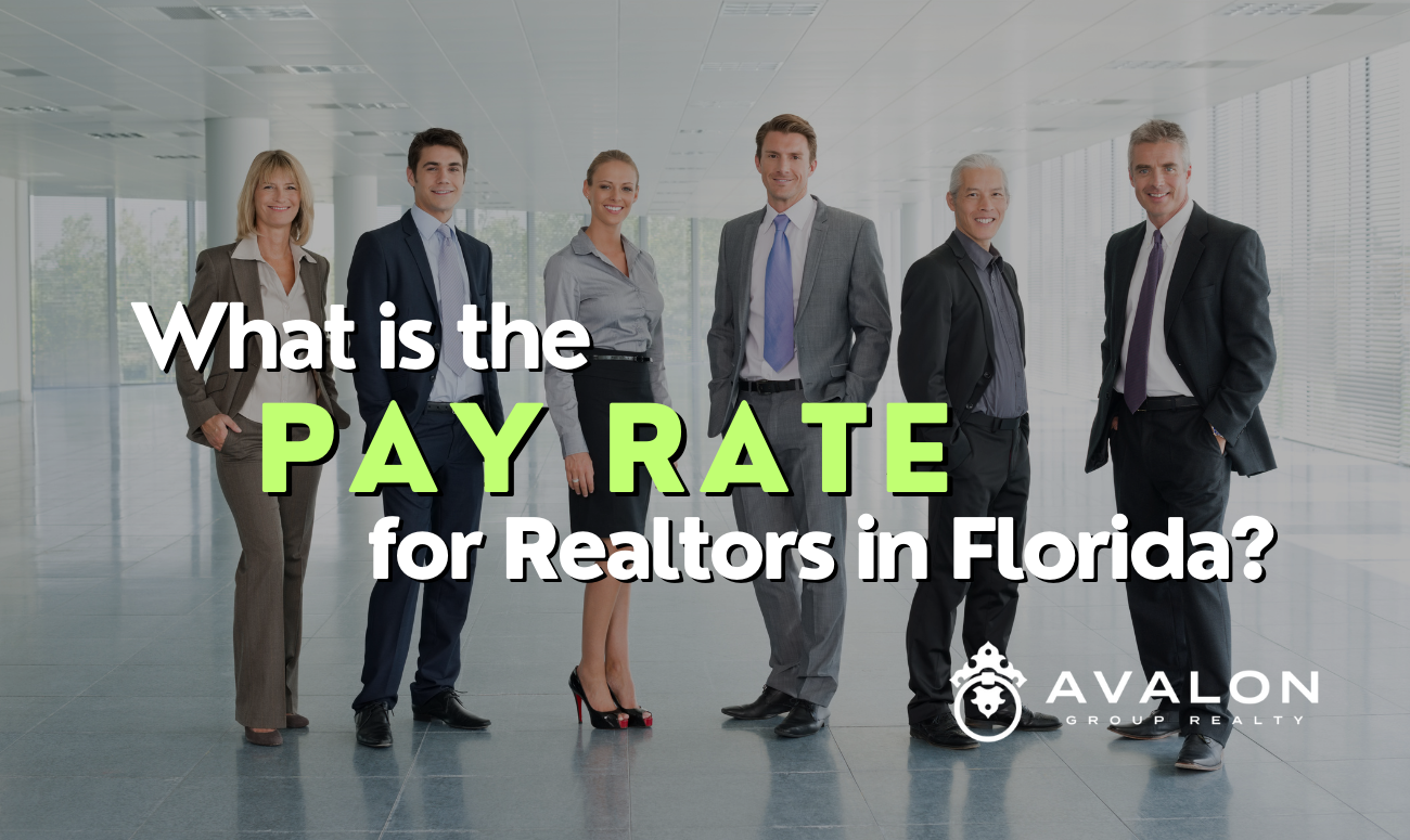 What is the Pay Rate for Realtors in Florida cover picture shows 6 Realtors dressed up with the title on top.
