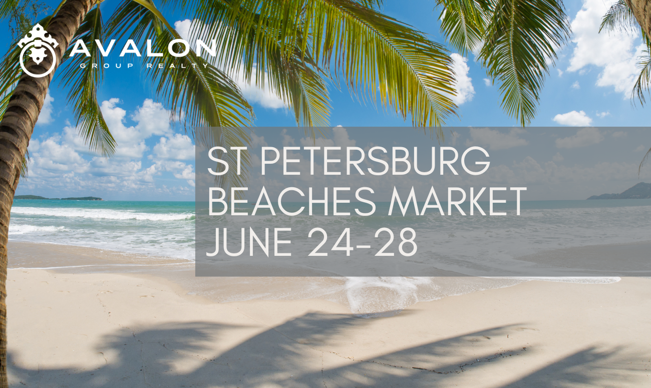 St Petersburg Beaches Market June 24-28 cover picture shows the beach with a palm tree.